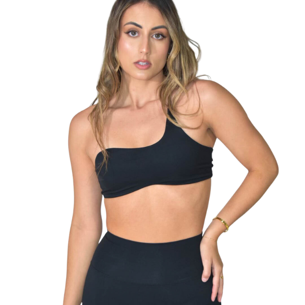 Staples One Shoulder Crop - Black