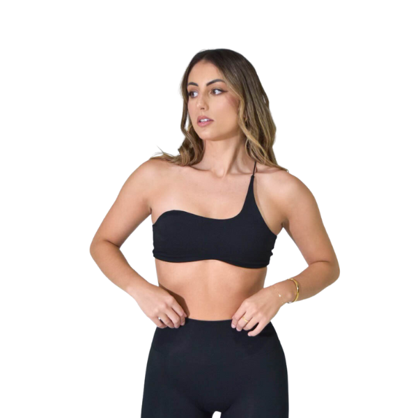 Staples One Shoulder Crop - Black